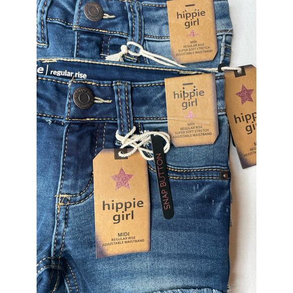 Lot of 3 Hippie Girl Denim Midi Regular Shorts Button Pockets Size 4 Blue NWT - Picture 6 of 8
